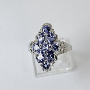 Genuine Tanzanite Ring set in Platinum over 925 Size 9!